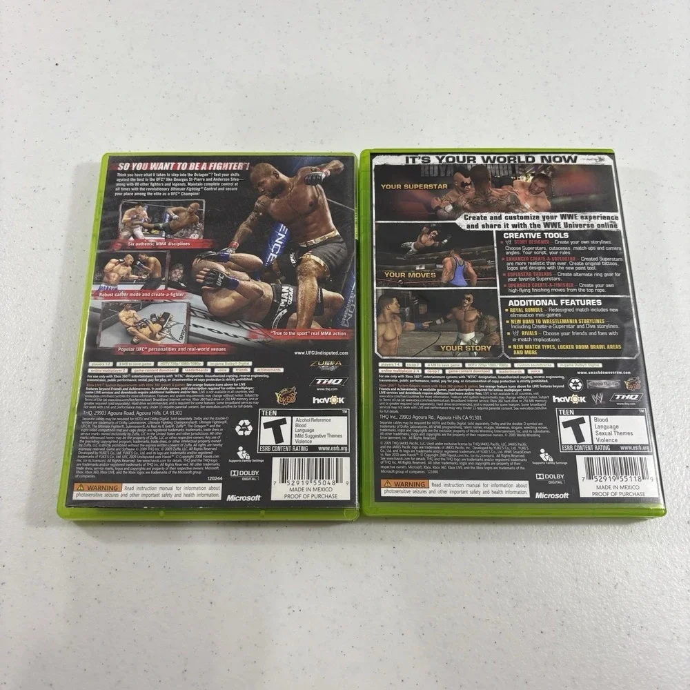 XBOX 360 WWE Smackdown vs. Raw 2010 + UFC Undisputed 2009 COMPLETE Fight Bundle